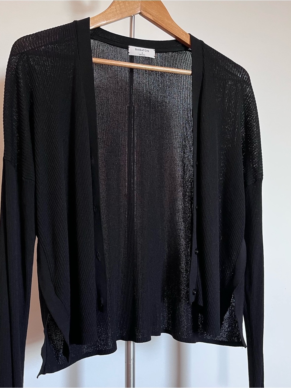 Babaton Black Open-Front Lightweight Cardigan - Picture 2 of 8